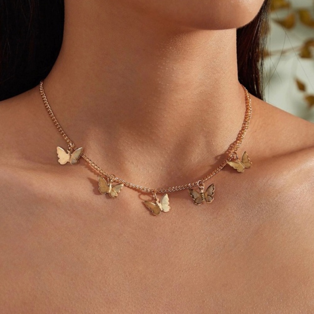 7/ $35 Butterfly Multiple Pendant Necklace